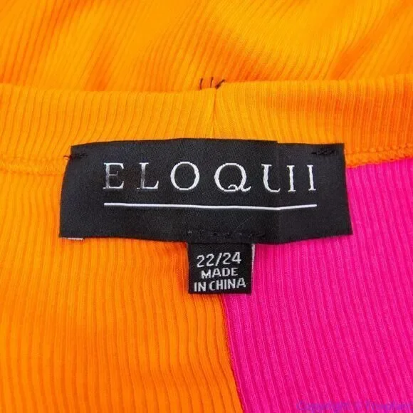 NEW Eloquii‎ Patchwork midi Dress, pink and orange, 22/24, New without tags - Picture 11 of 15